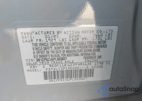 2023 Nissan Kicks Sv from USA, damaged, VIN 3N1CP5CV6PL503027
